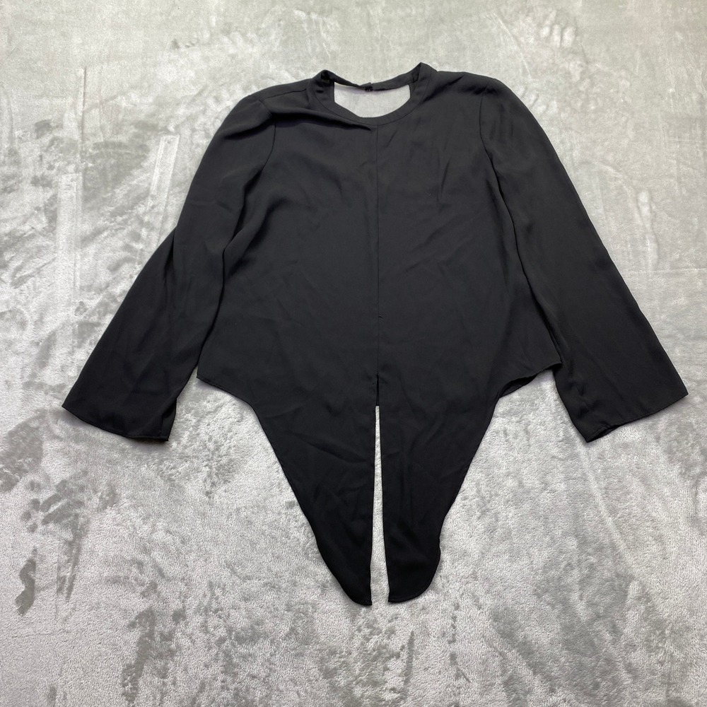 Madewell Bell-Sleeve Tie Top‎ Black Long Sleeve Blouse V-Back Festive Grunge